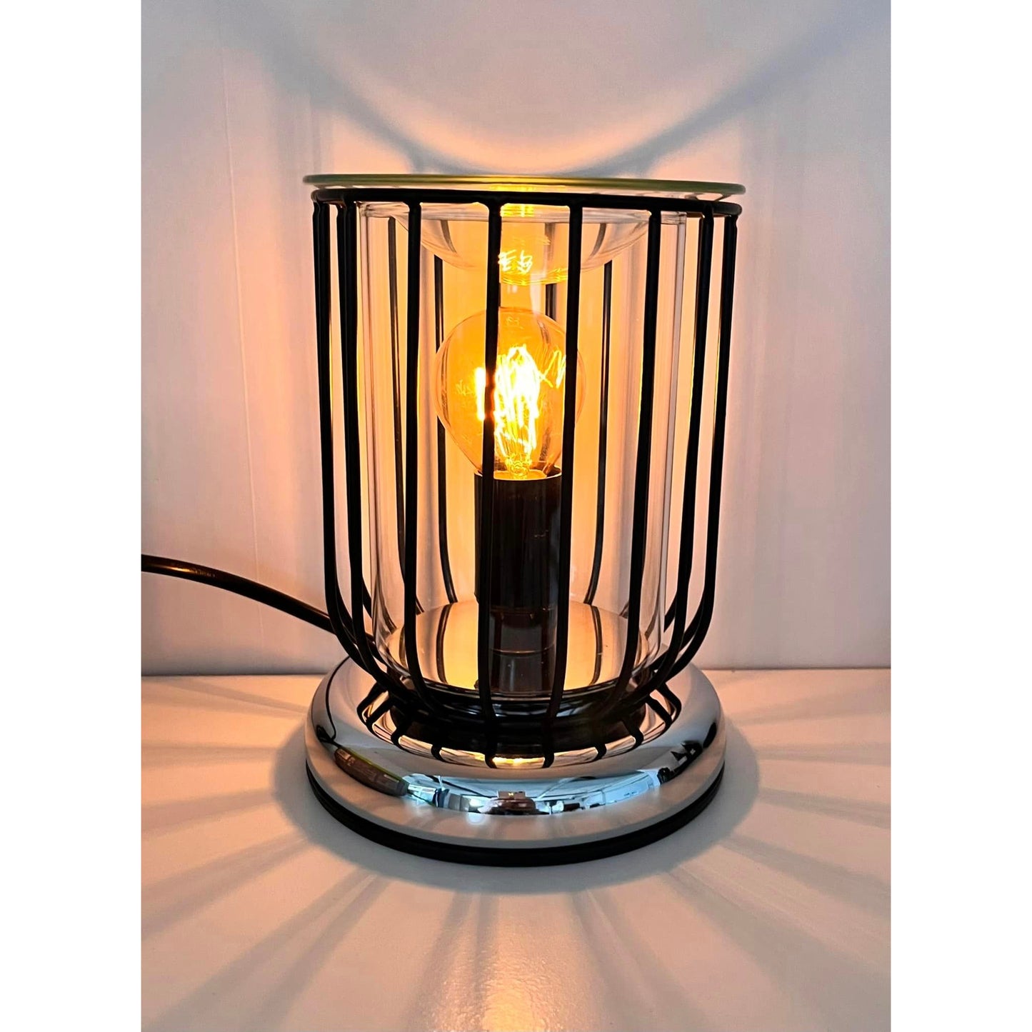 Black Straight Edged Caged Electric Wax Burner