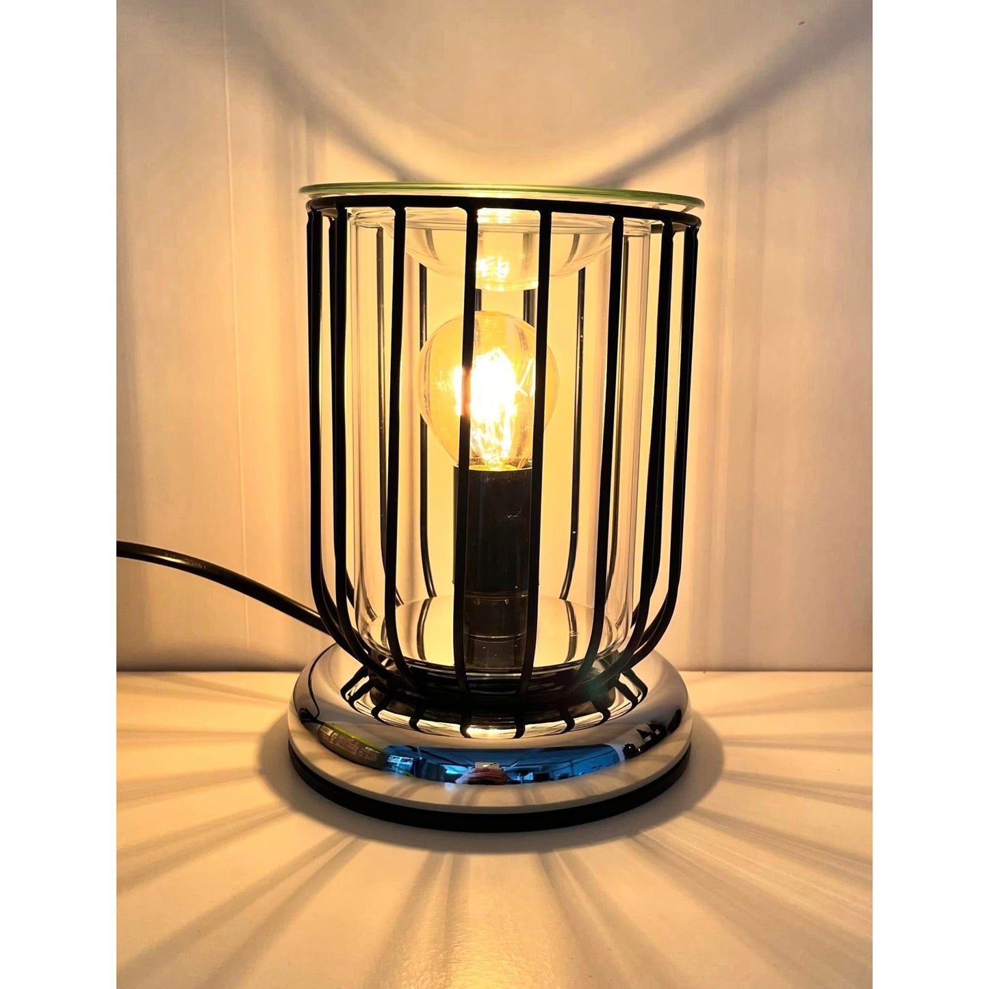Black Straight Edged Caged Electric Wax Burner