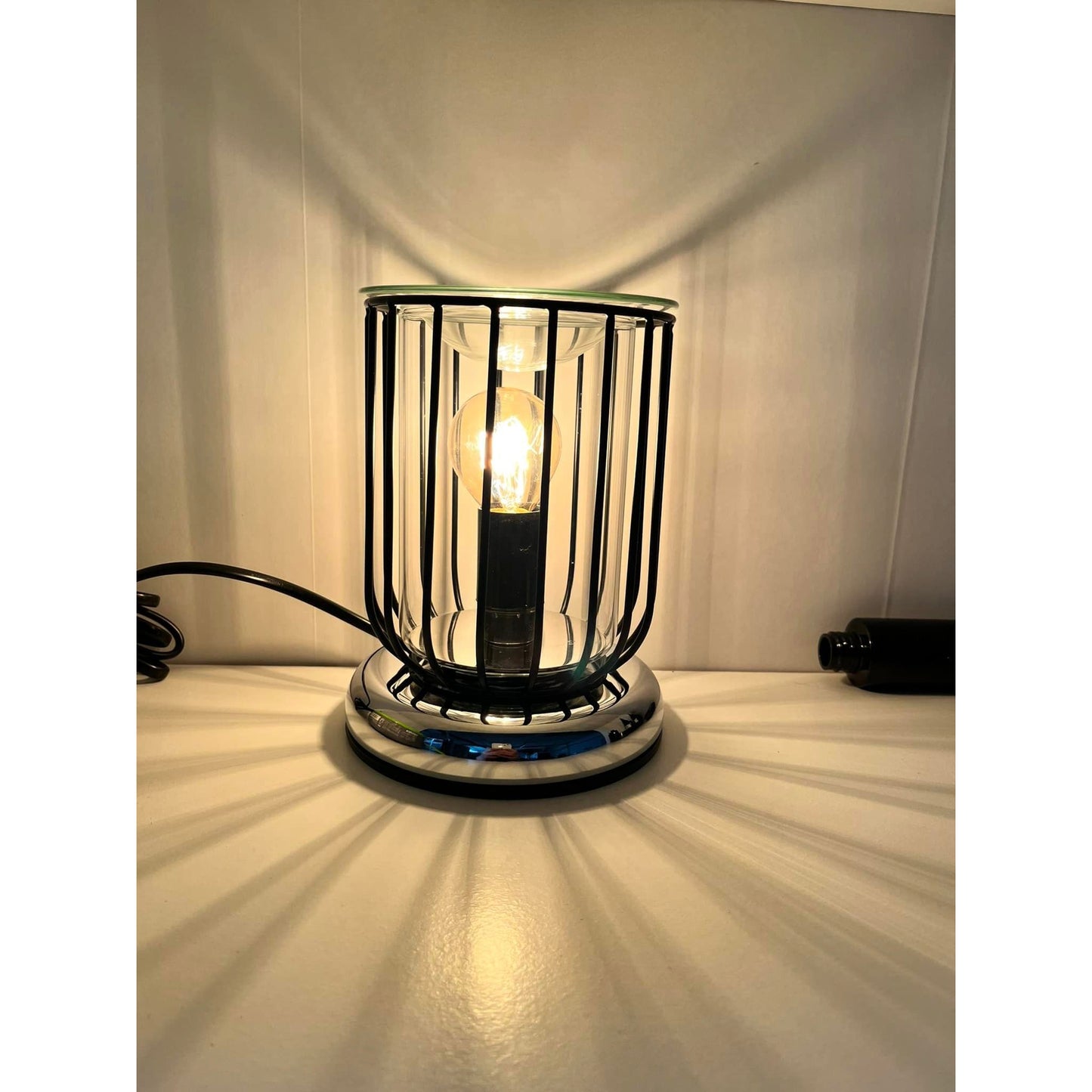 Black Straight Edged Caged Electric Wax Burner