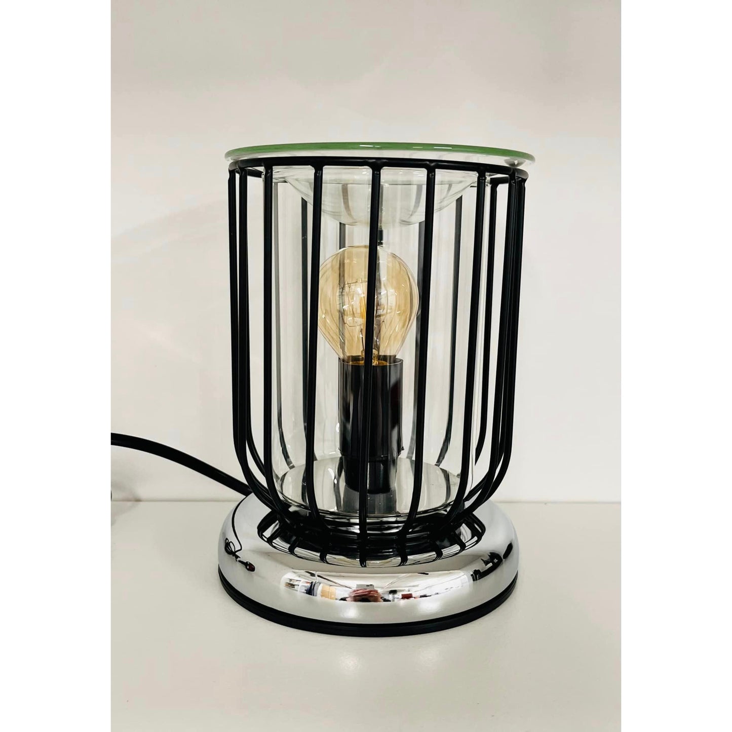 Black Straight Edged Caged Electric Wax Burner