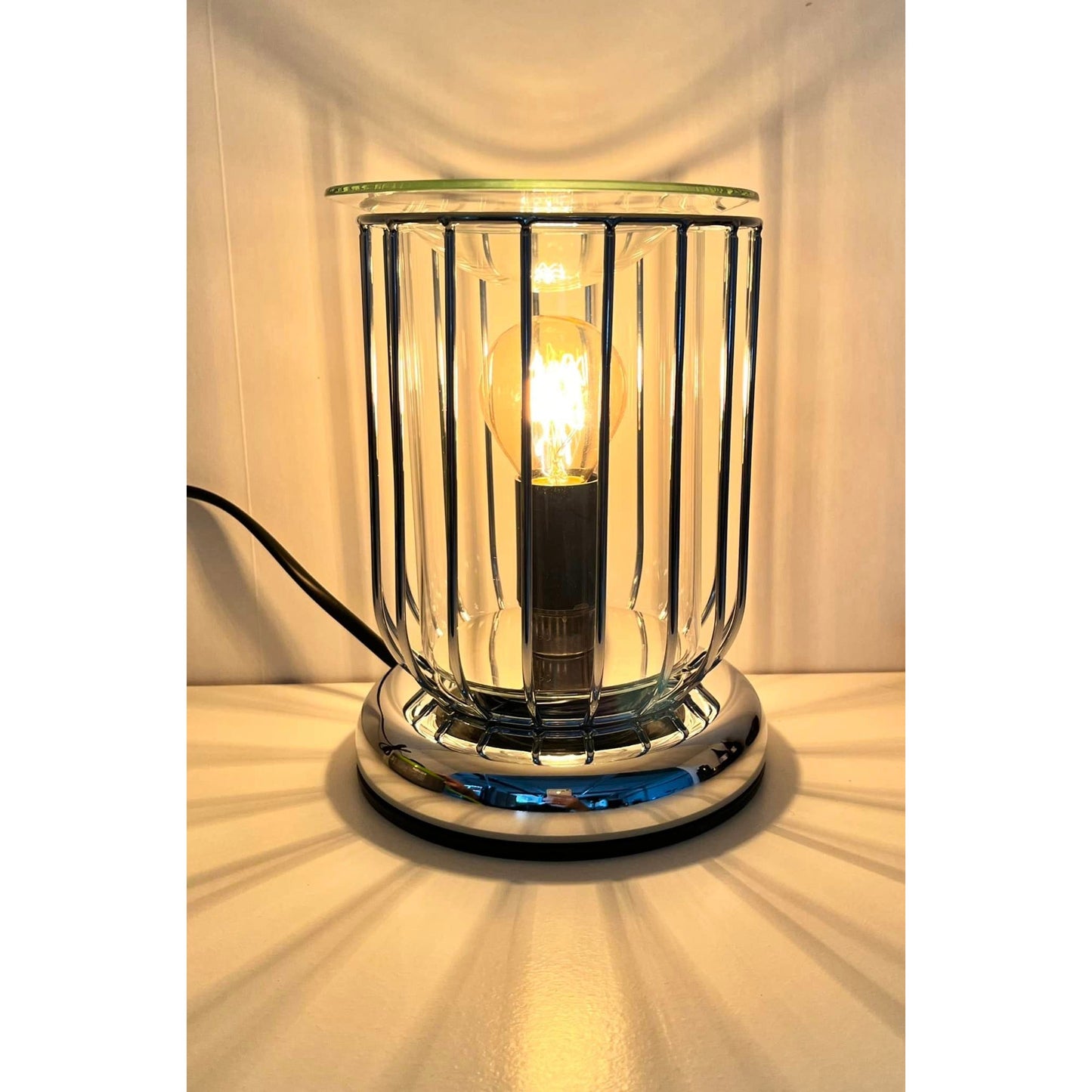 Chrome Straight Edged Caged Electric Wax Burner