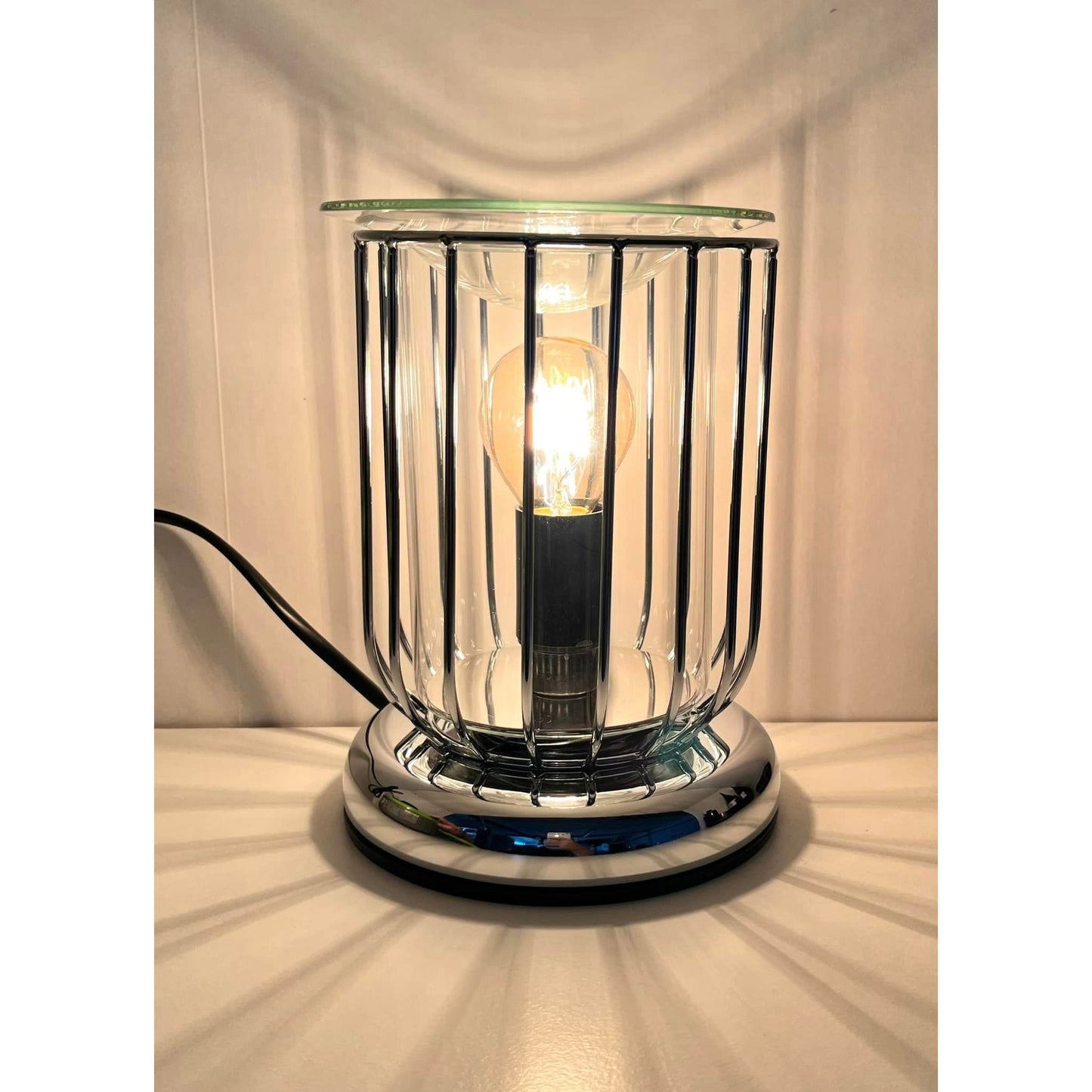 Chrome Straight Edged Caged Electric Wax Burner